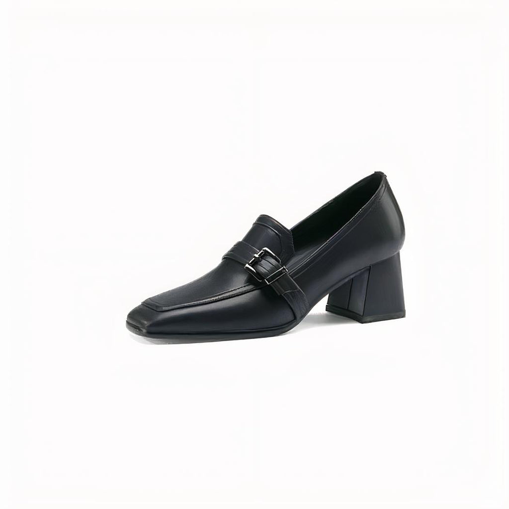 Mocassins carrés en cuir véritable pour femmes