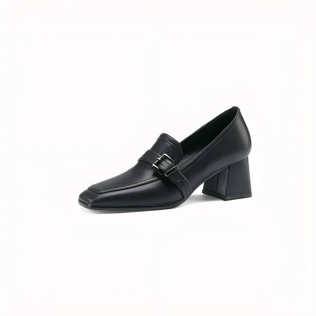 Mocassins carrés en cuir véritable pour femmes