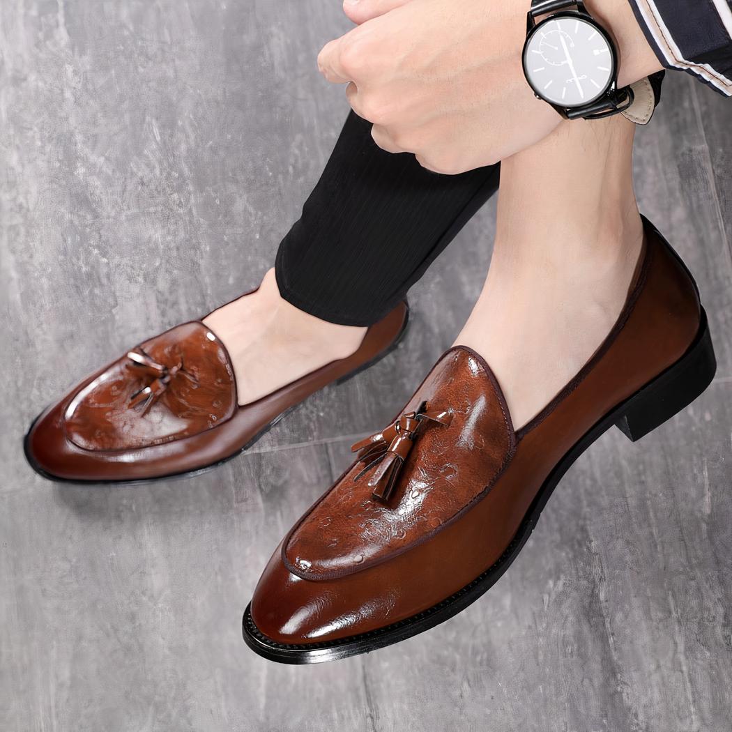 Mocassins chics en cuir à gland pour hommes