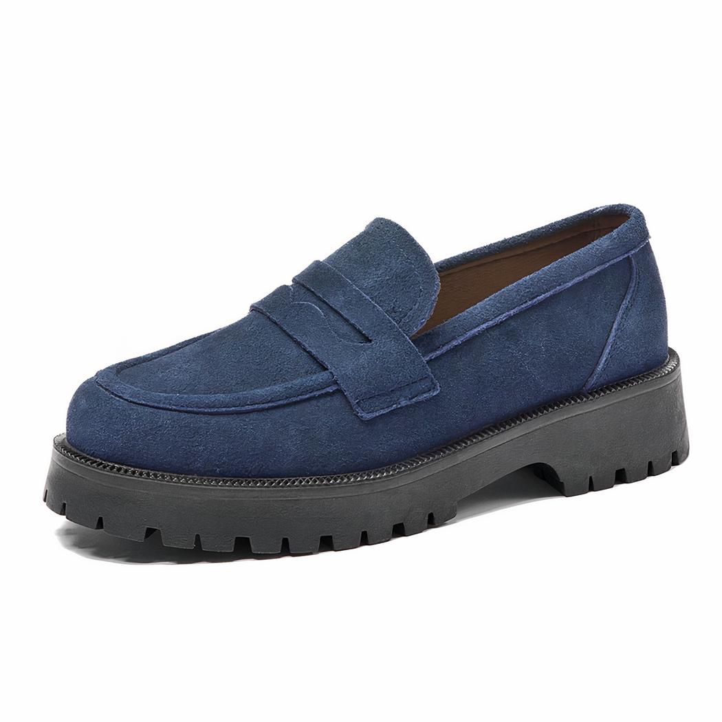 Mocassins classique en daim véritable à semelle épaisse