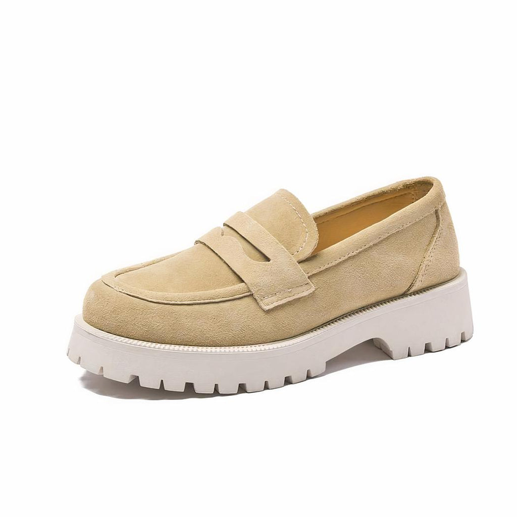 Mocassins classique en daim véritable à semelle épaisse