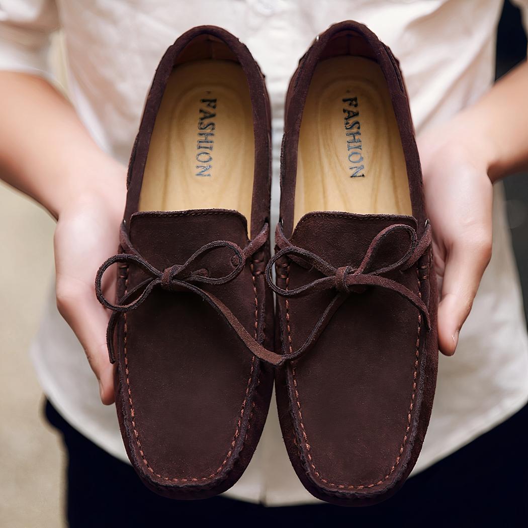 Mocassins colorés unis en daim pour hommes