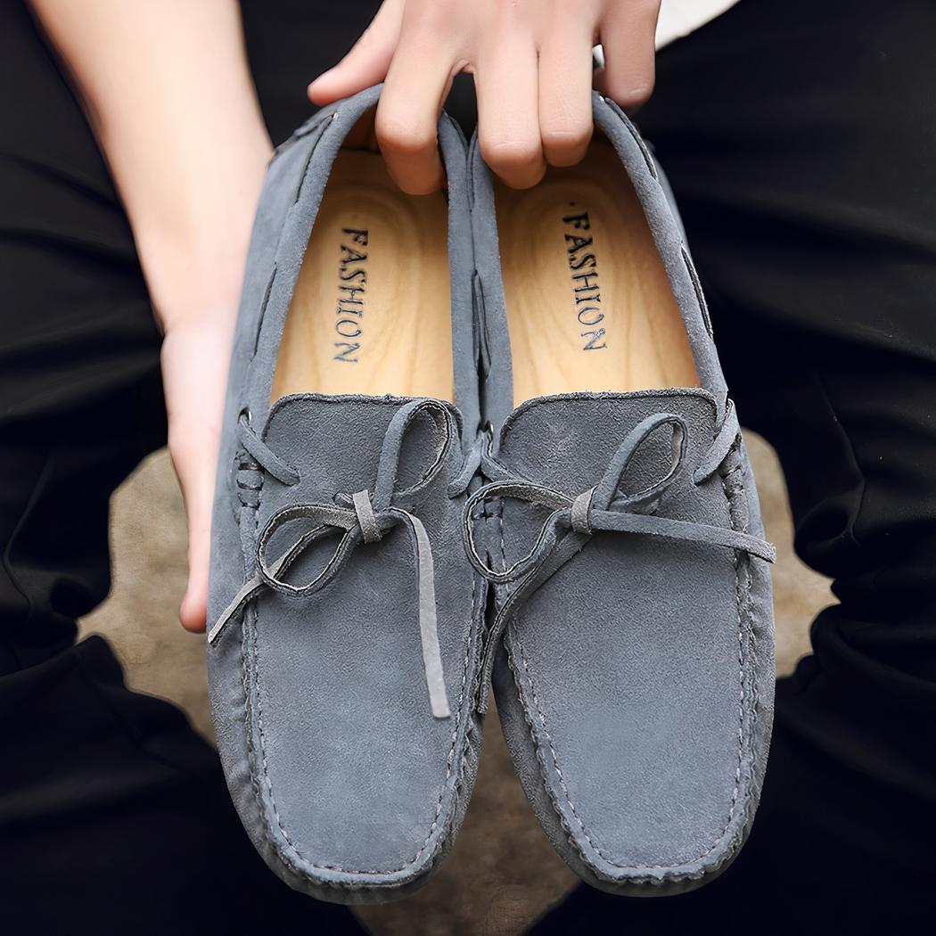 Mocassins colorés unis en daim pour hommes