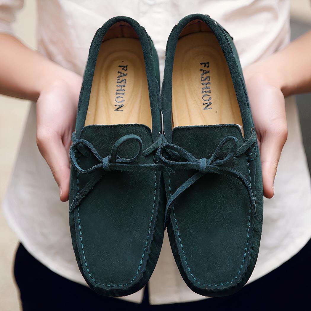 Mocassins colorés unis en daim pour hommes