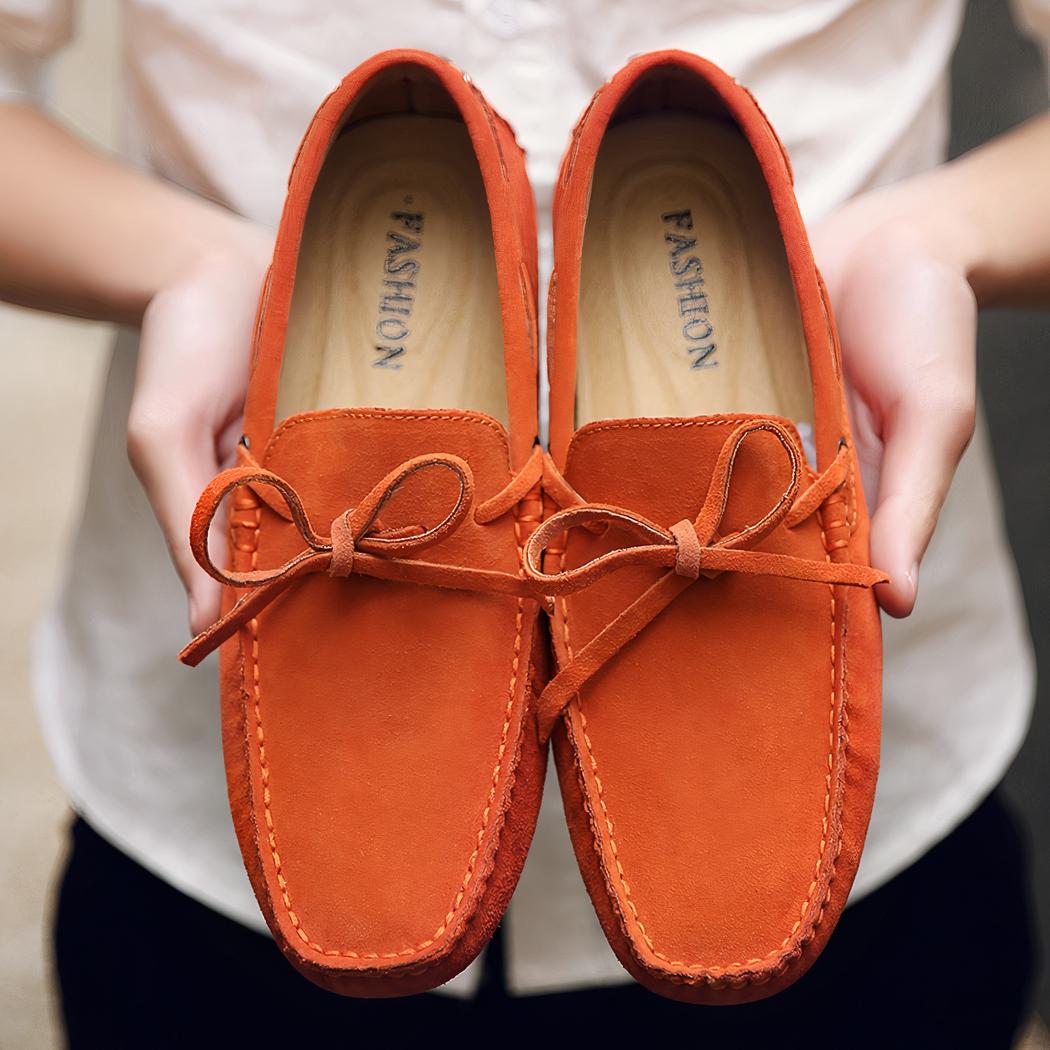 Mocassins colorés unis en daim pour hommes