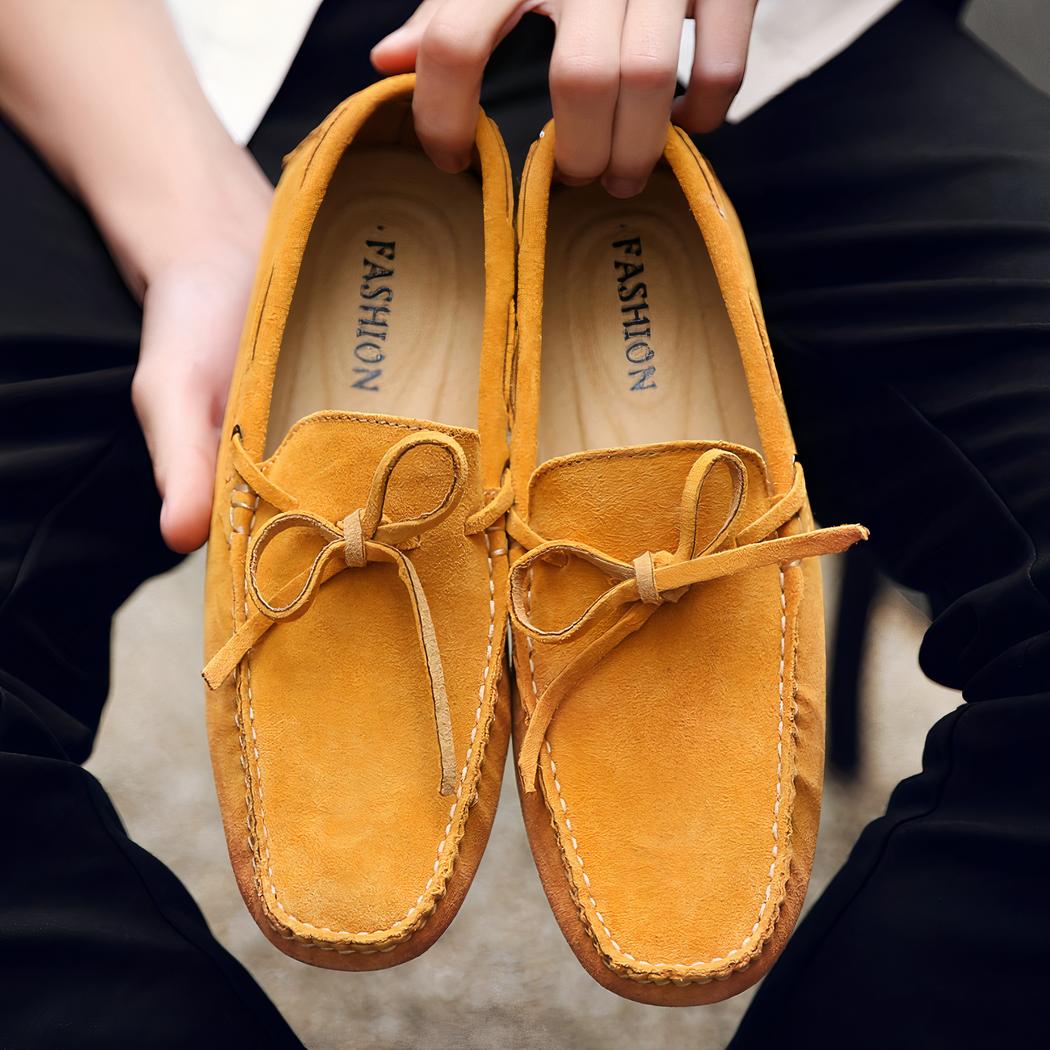 Mocassins colorés unis en daim pour hommes