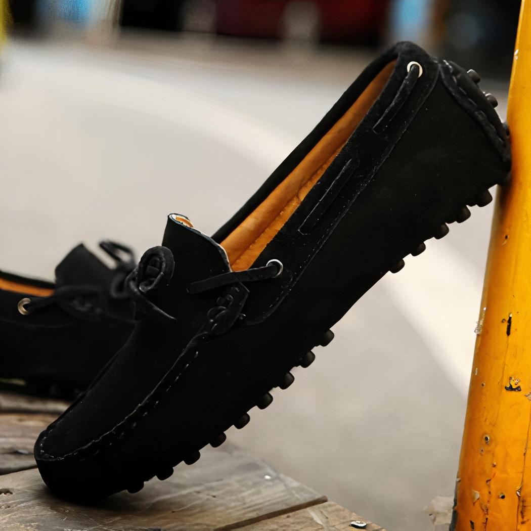 Mocassins colorés unis en daim pour hommes