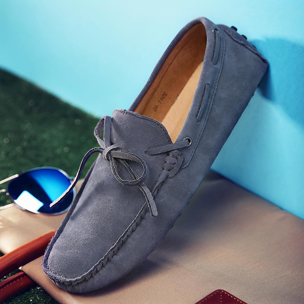 Mocassins colorés unis en daim pour hommes