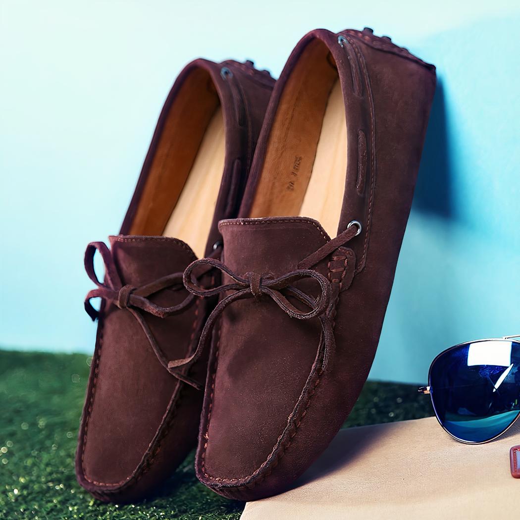 Mocassins colorés unis en daim pour hommes