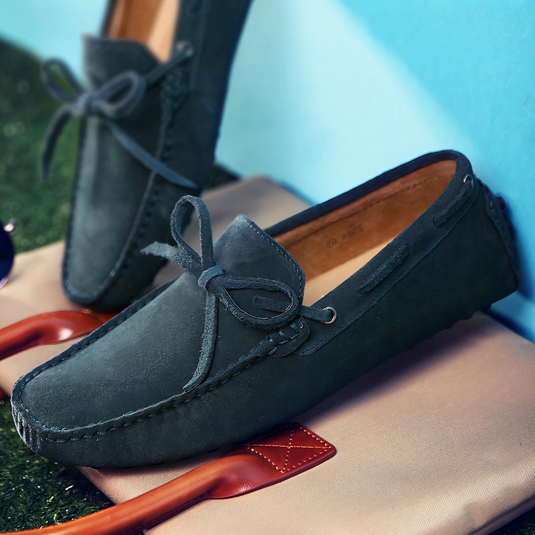 Mocassins colorés unis en daim pour hommes