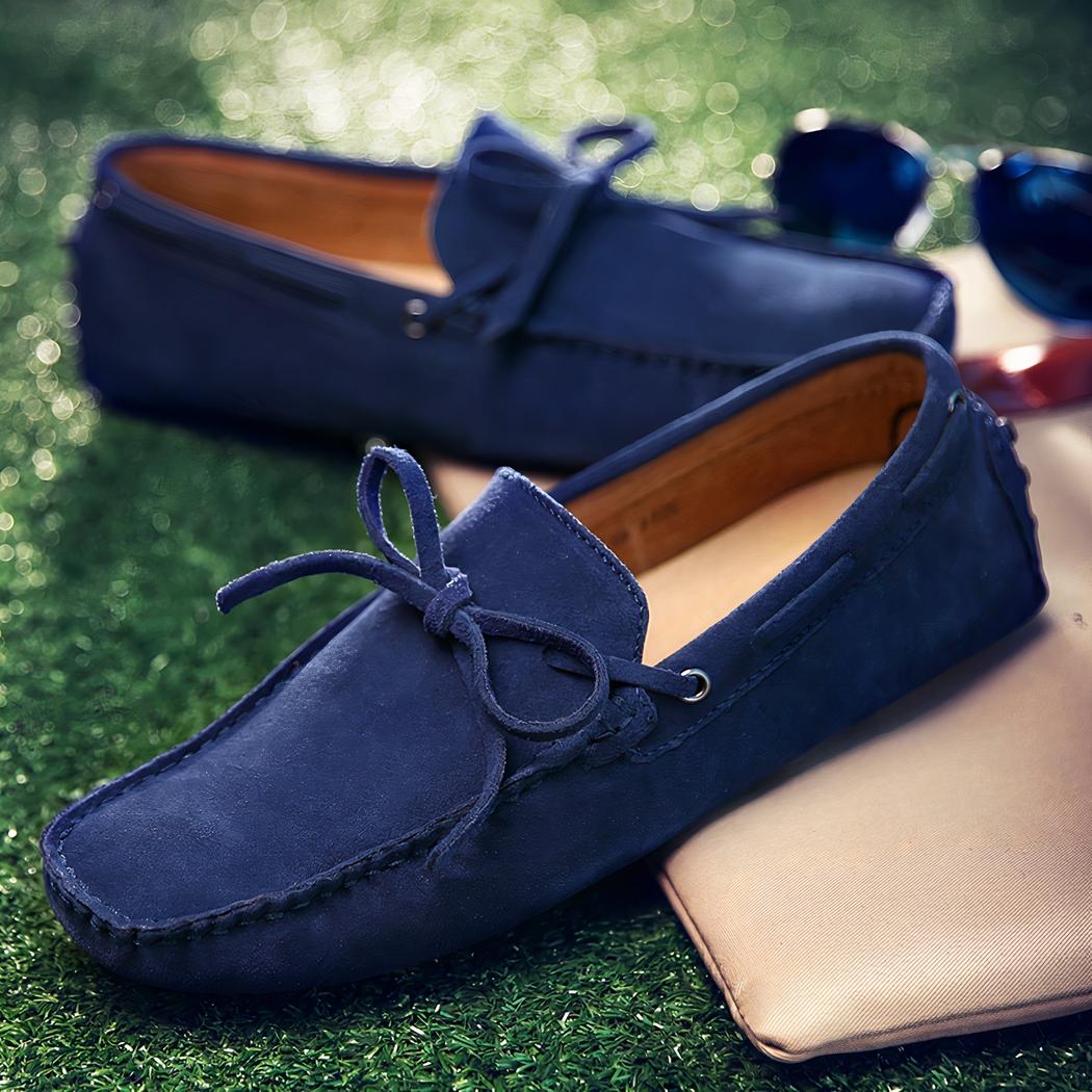 Mocassins colorés unis en daim pour hommes