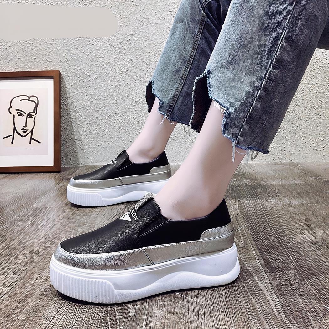 Mocassins bicolores à plateforme pour femmes
