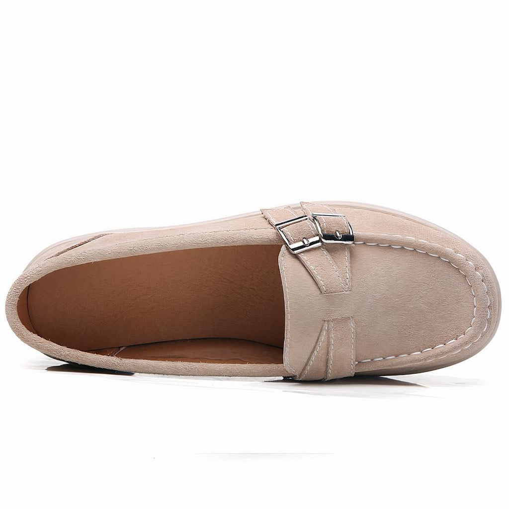 Mocassins compensés en daim synthétique pour femme