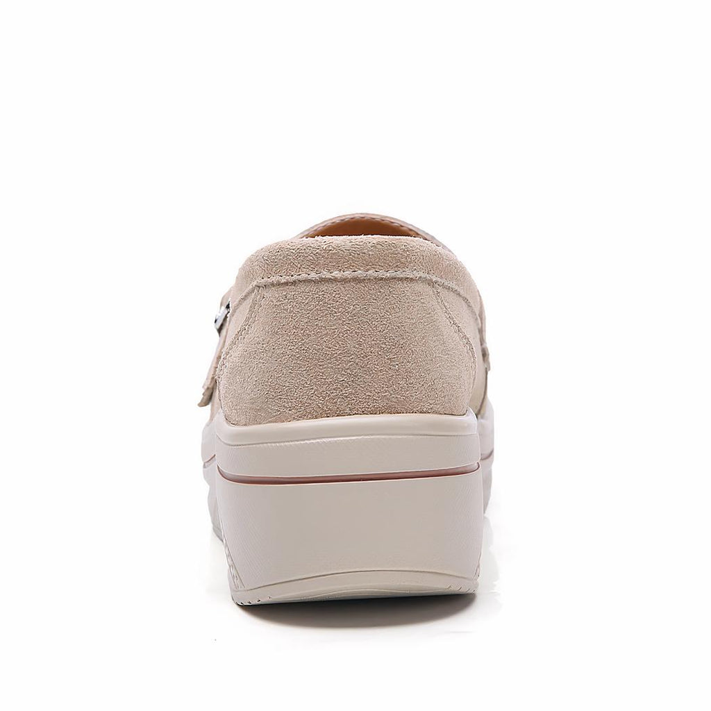 Mocassins compensés en daim synthétique pour femme