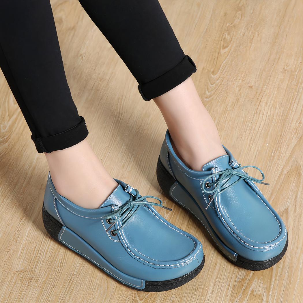 Mocassins compensés à lacets style bateau pour femme
