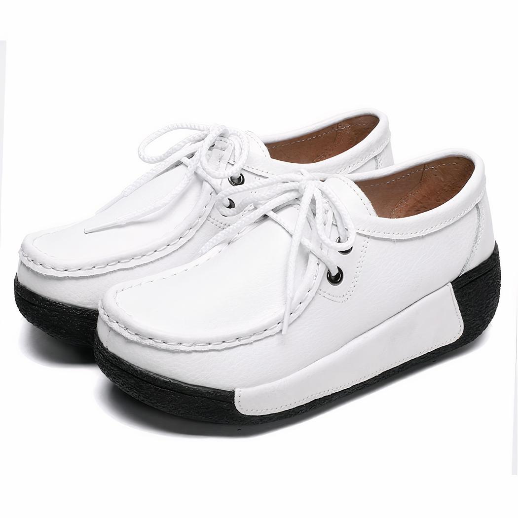 Mocassins compensés à lacets style bateau pour femme