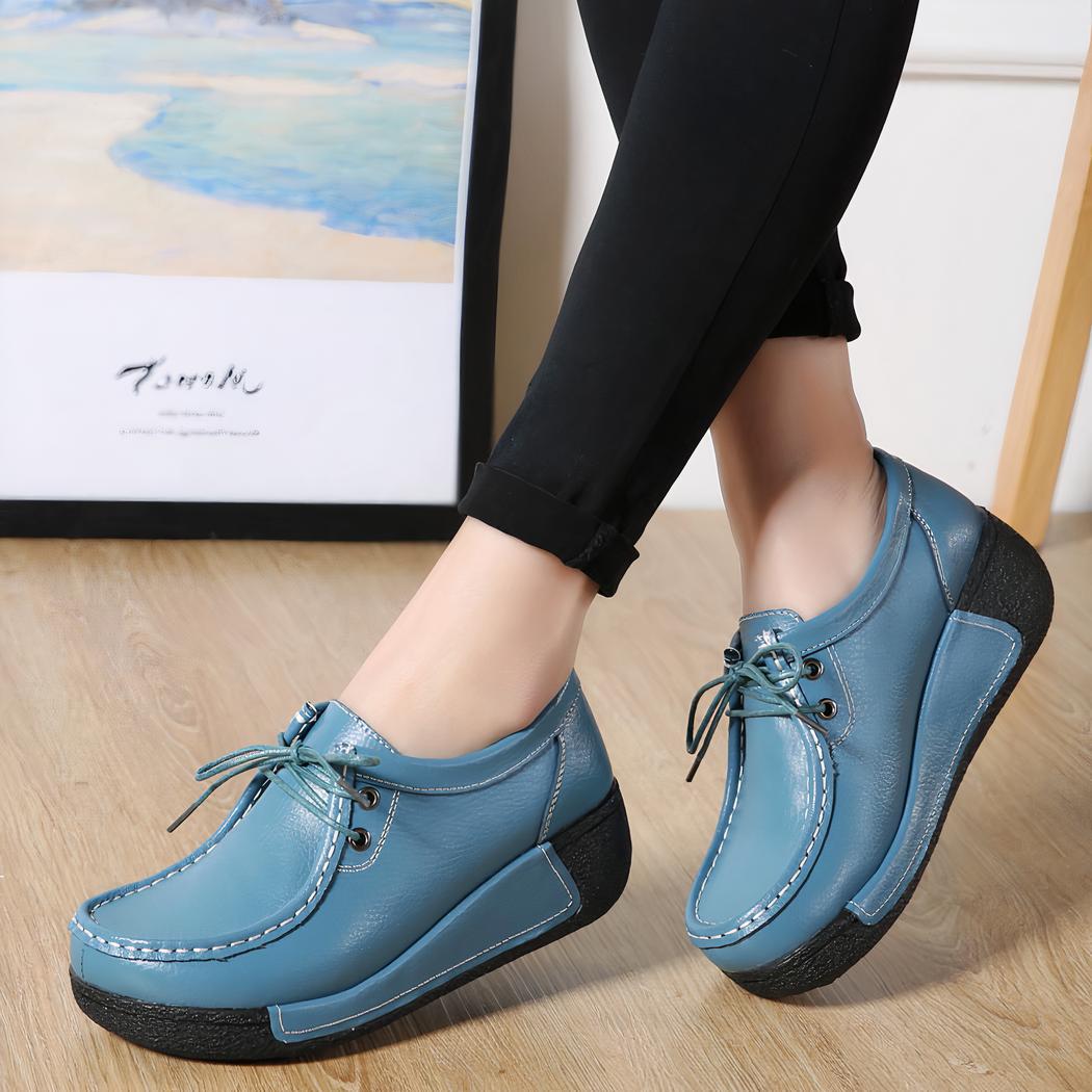 Mocassins compensés à lacets style bateau pour femme