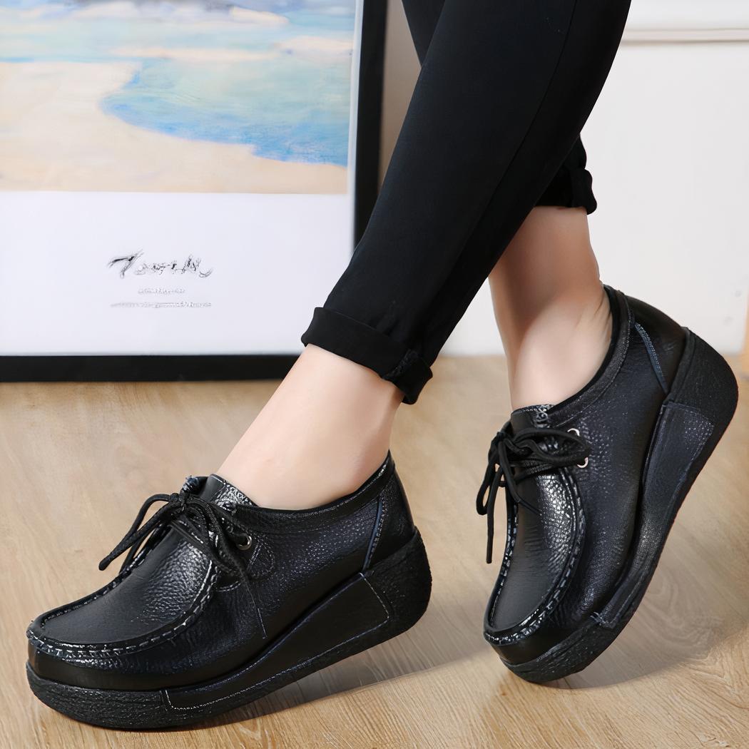Mocassins compensés à lacets style bateau pour femme