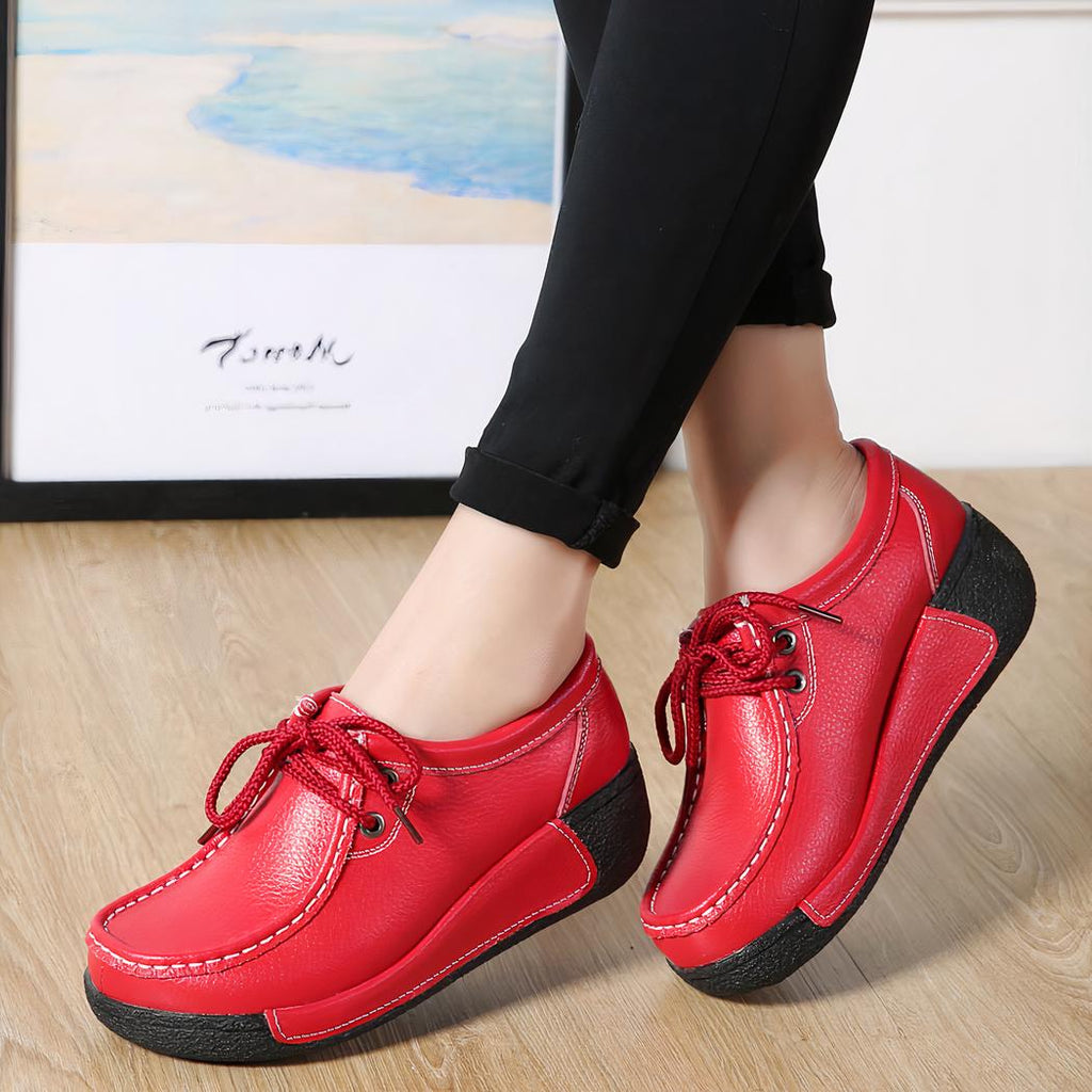 Mocassins compensés à lacets style bateau pour femme