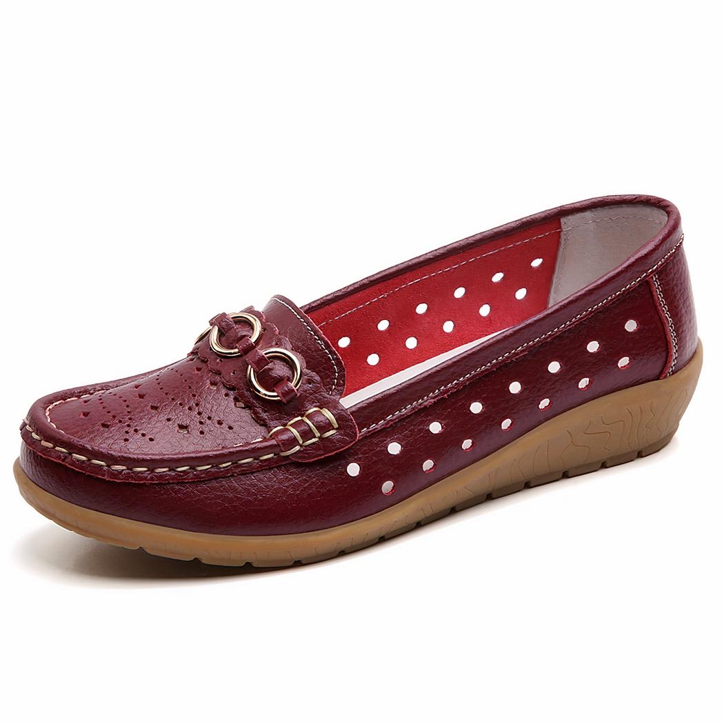 Mocassins compensés ajourés et détails boucles dorées pour femme
