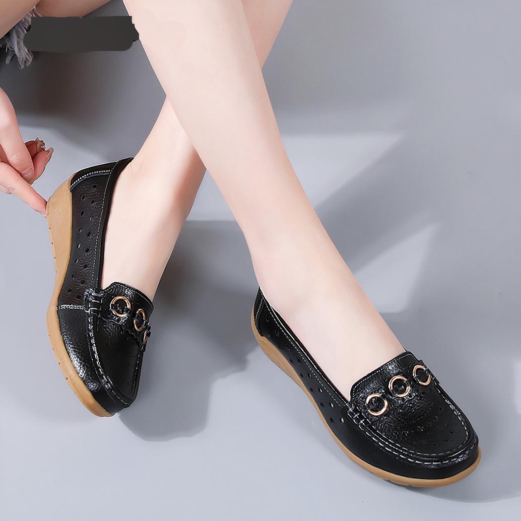Mocassins compensés avec détails boucles dorées pour femme