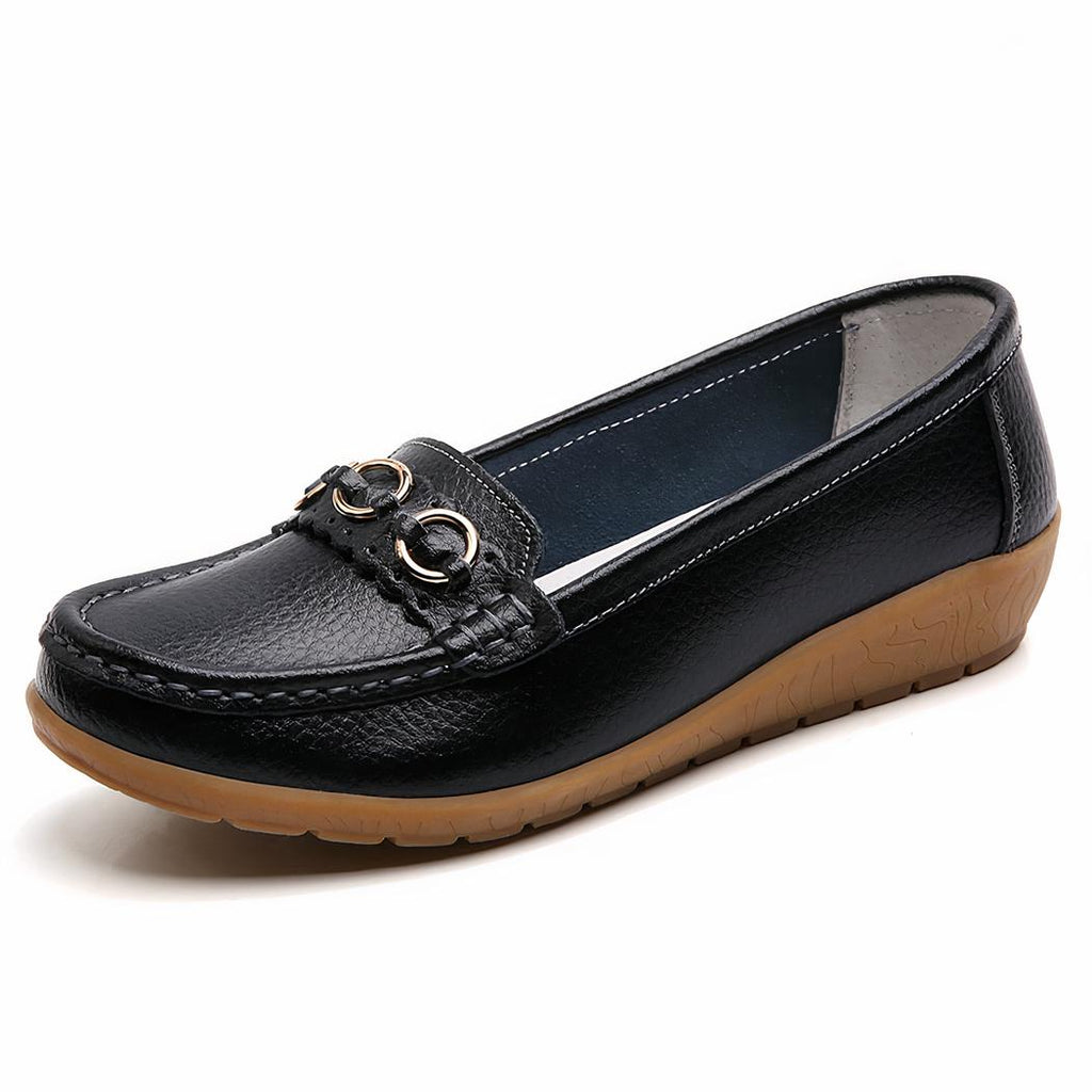 Mocassins compensés avec détails boucles dorées pour femme