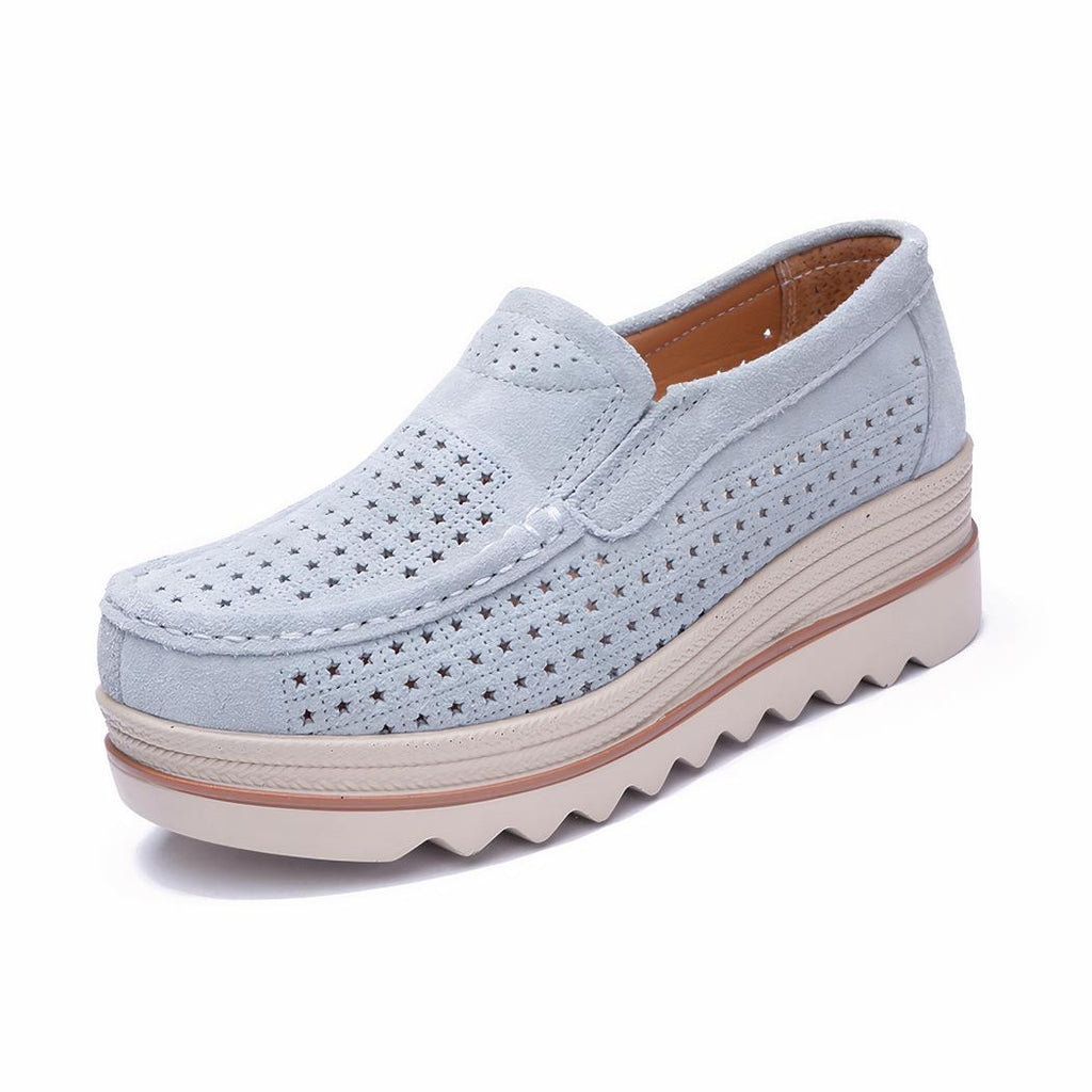 Mocassins compensés avec motifs étoiles ajourés pour femme