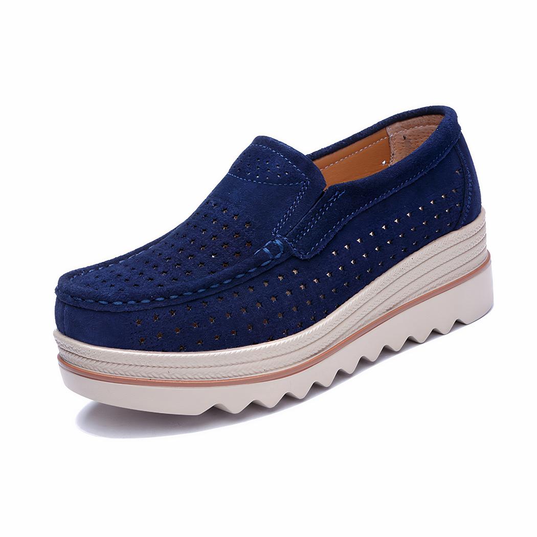 Mocassins compensés avec motifs étoiles ajourés pour femme