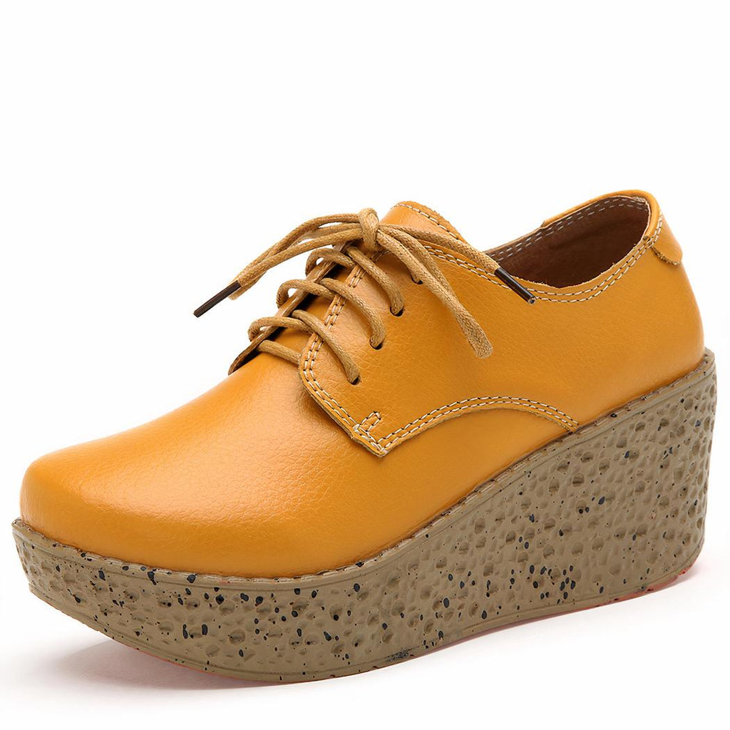 Mocassins compensés en cuir synthétique pour femmes