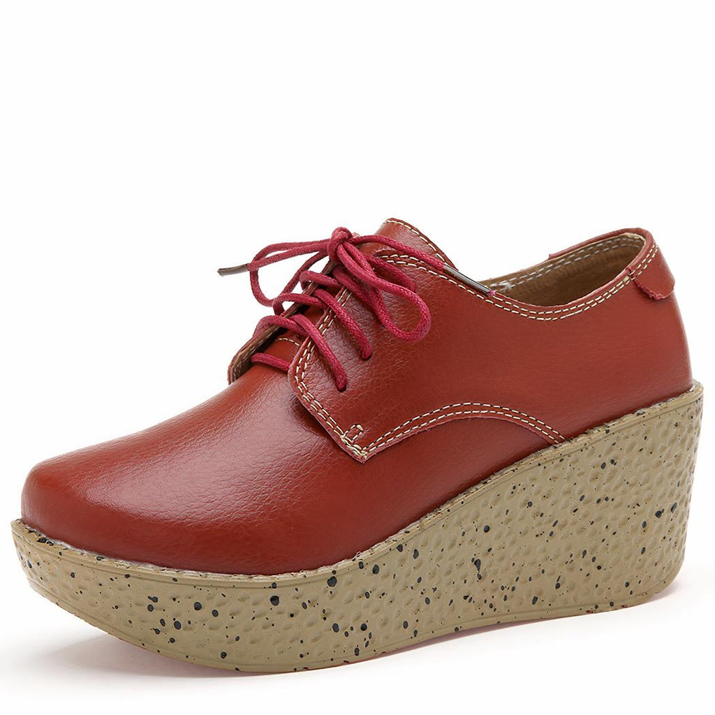 Mocassins compensés en cuir synthétique pour femmes