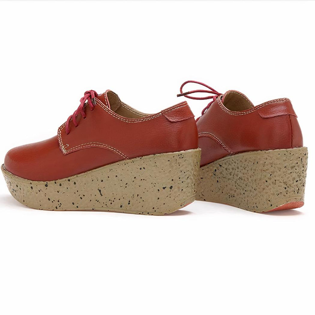 Mocassins compensés en cuir synthétique pour femmes