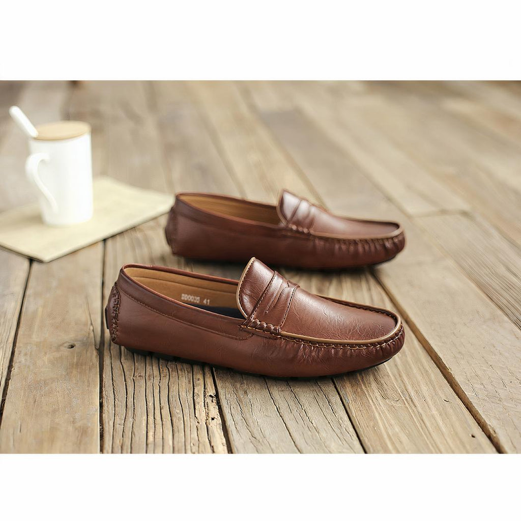 Mocassins confortable pour hommes en cuir synthétique