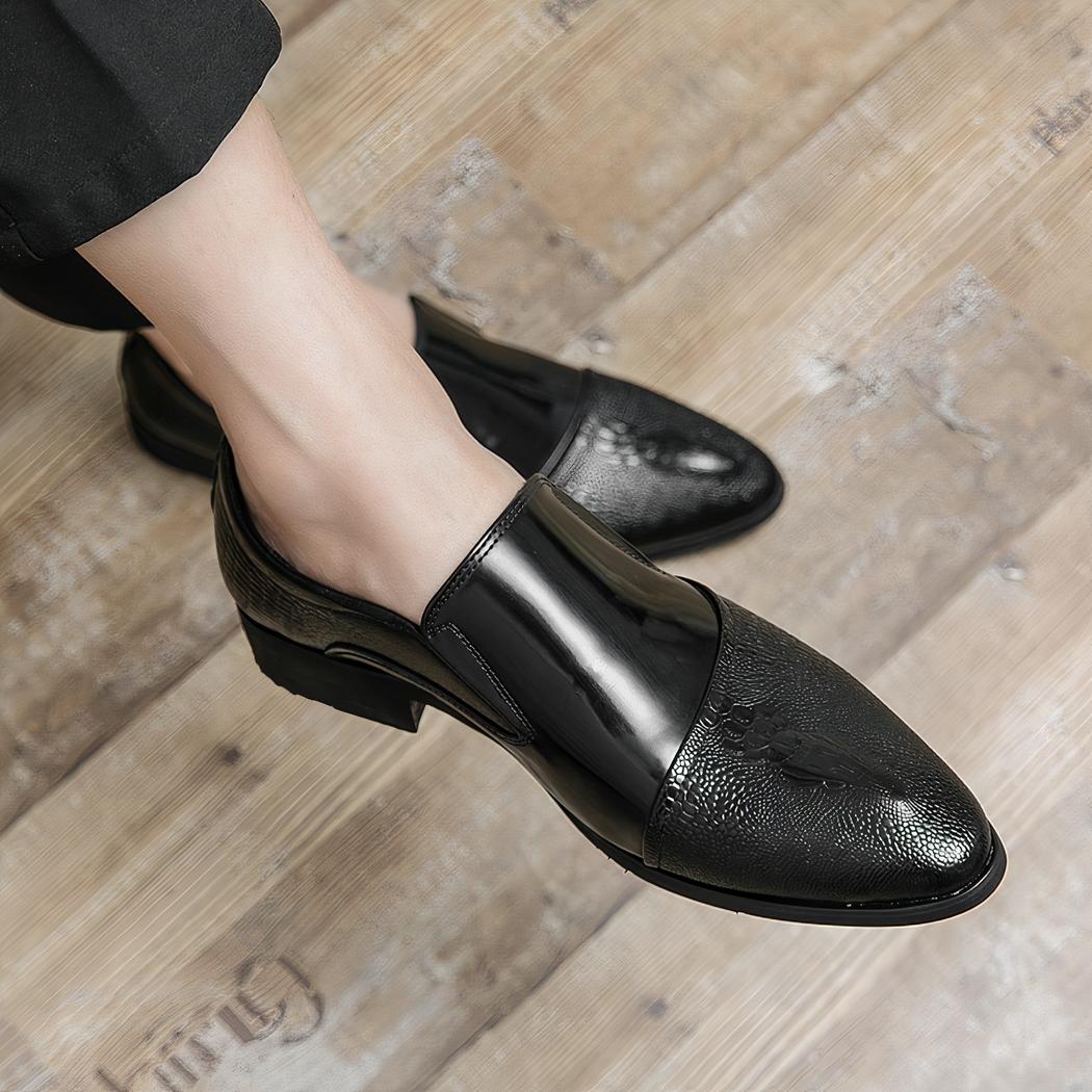 Mocassins vernis effet crocodile de luxe pour homme