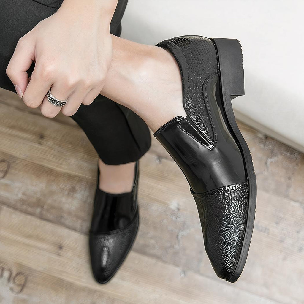 Mocassins vernis effet crocodile de luxe pour homme