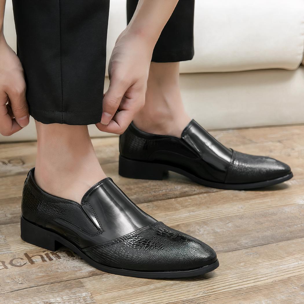 Mocassins vernis effet crocodile de luxe pour homme