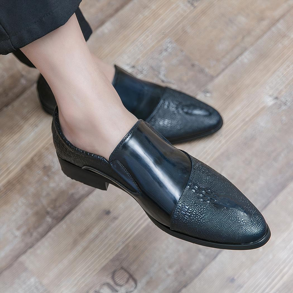 Mocassins vernis effet crocodile de luxe pour homme