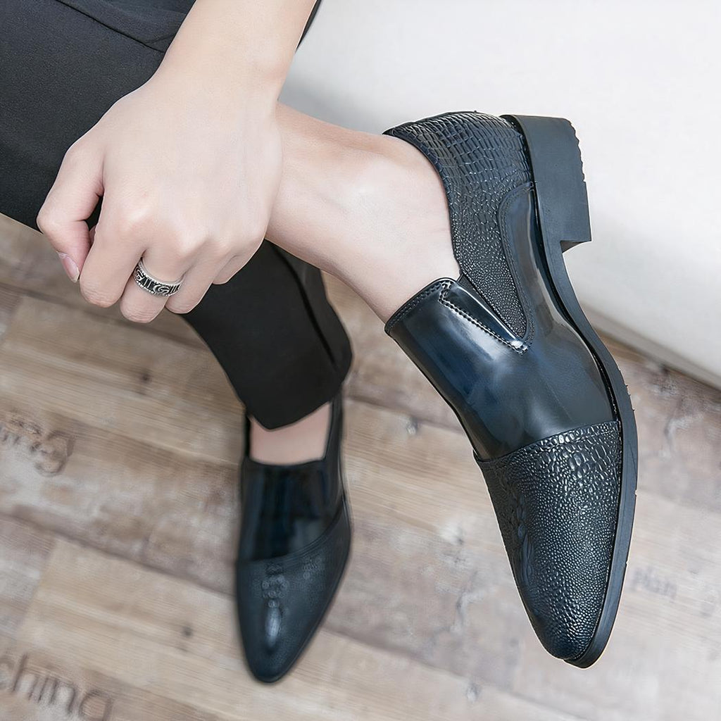 Mocassins vernis effet crocodile de luxe pour homme