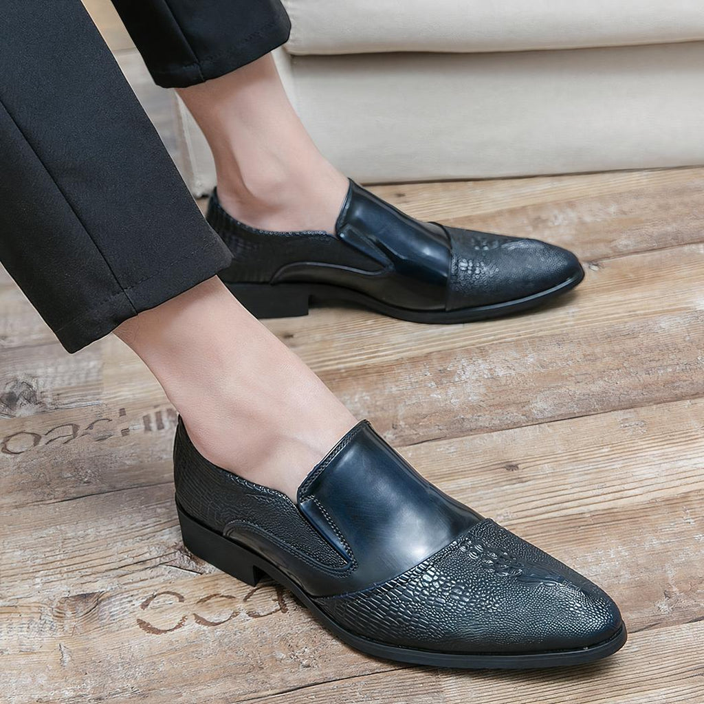 Mocassins vernis effet crocodile de luxe pour homme