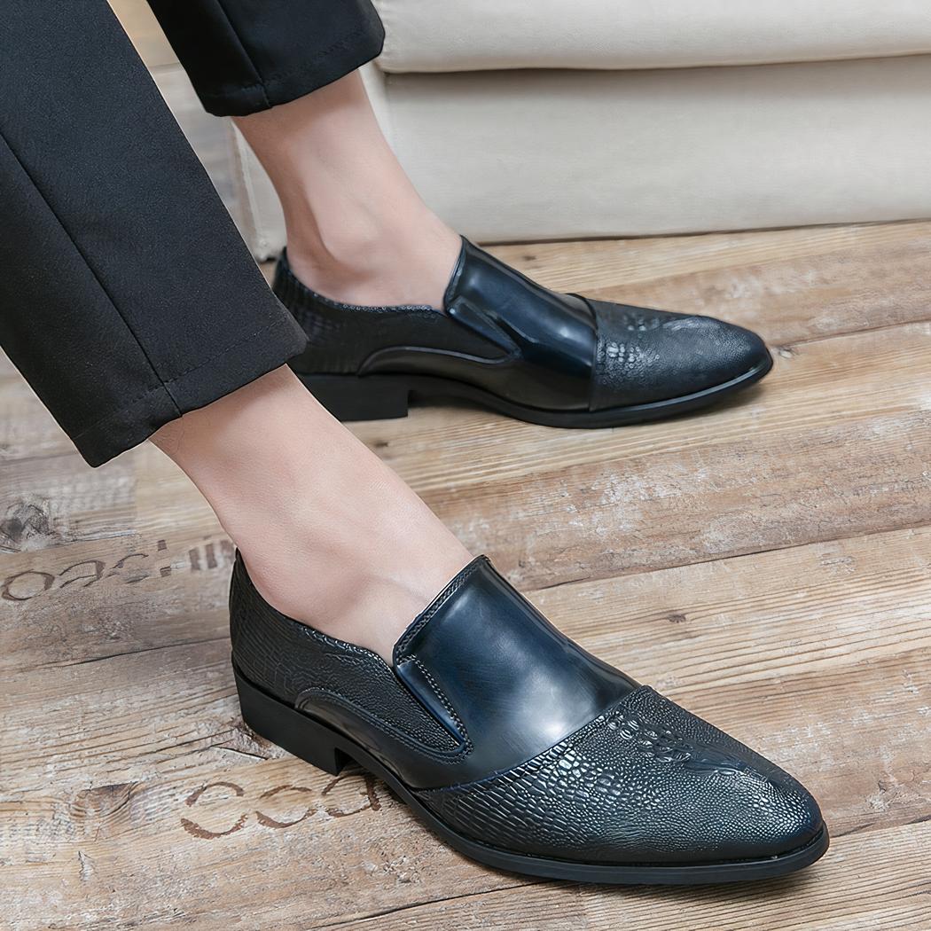Mocassins vernis effet crocodile de luxe pour homme