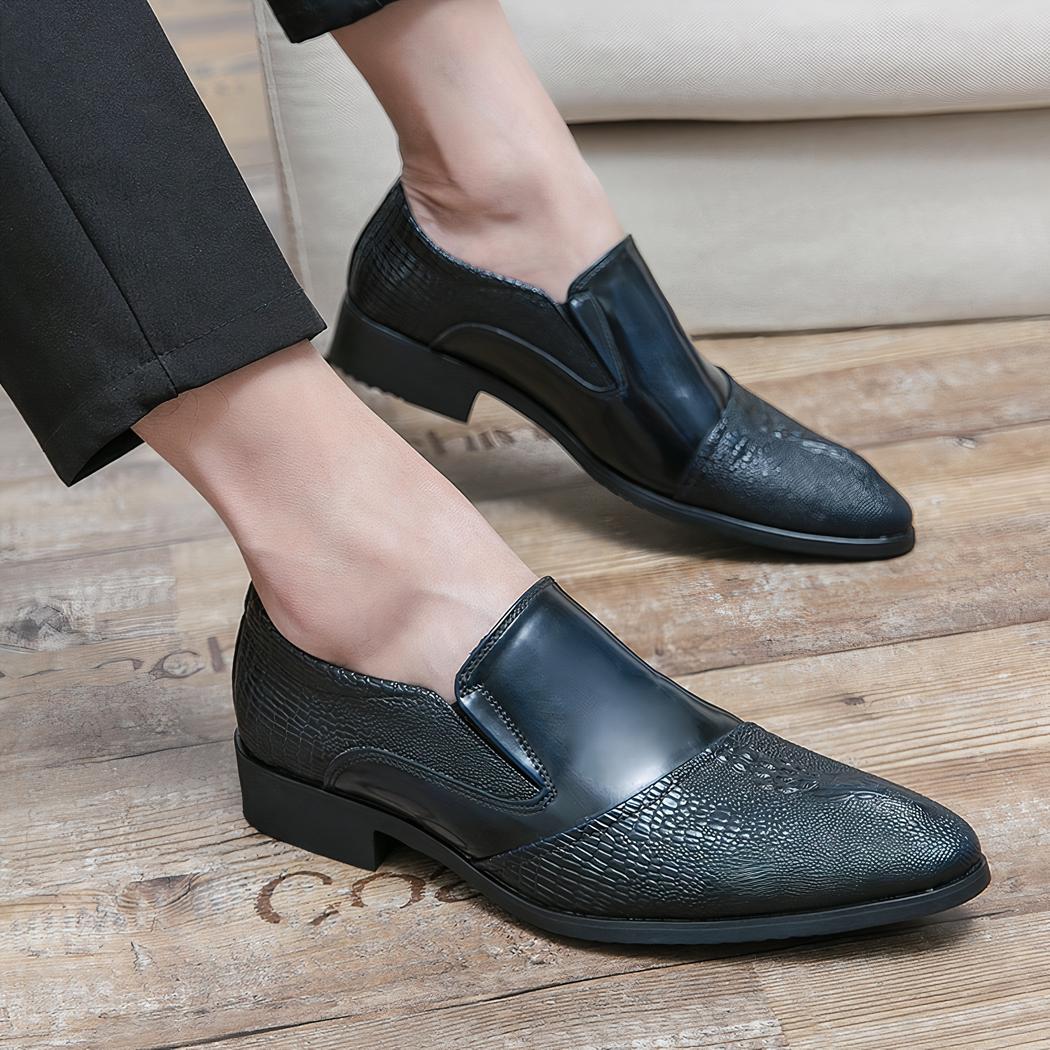 Mocassins vernis effet crocodile de luxe pour homme