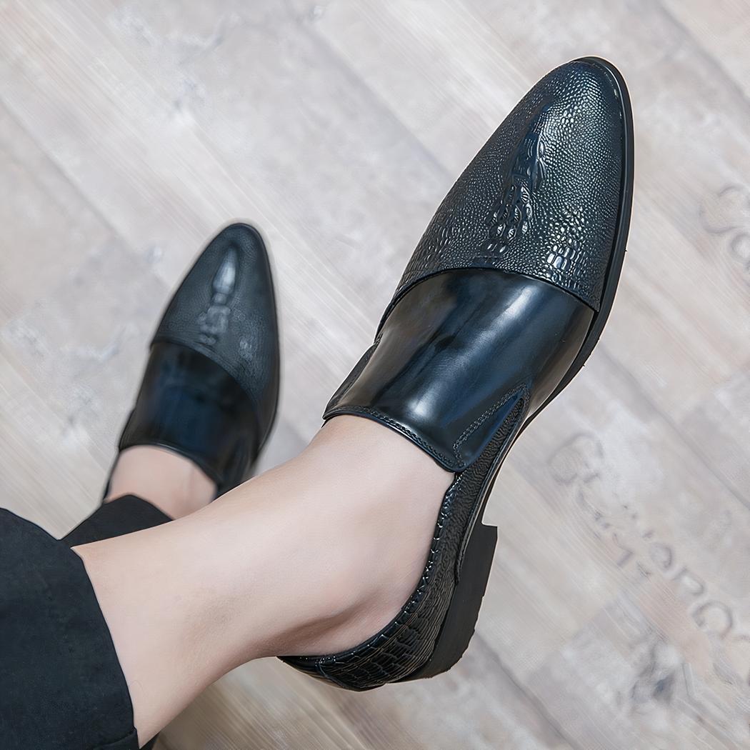 Mocassins vernis effet crocodile de luxe pour homme