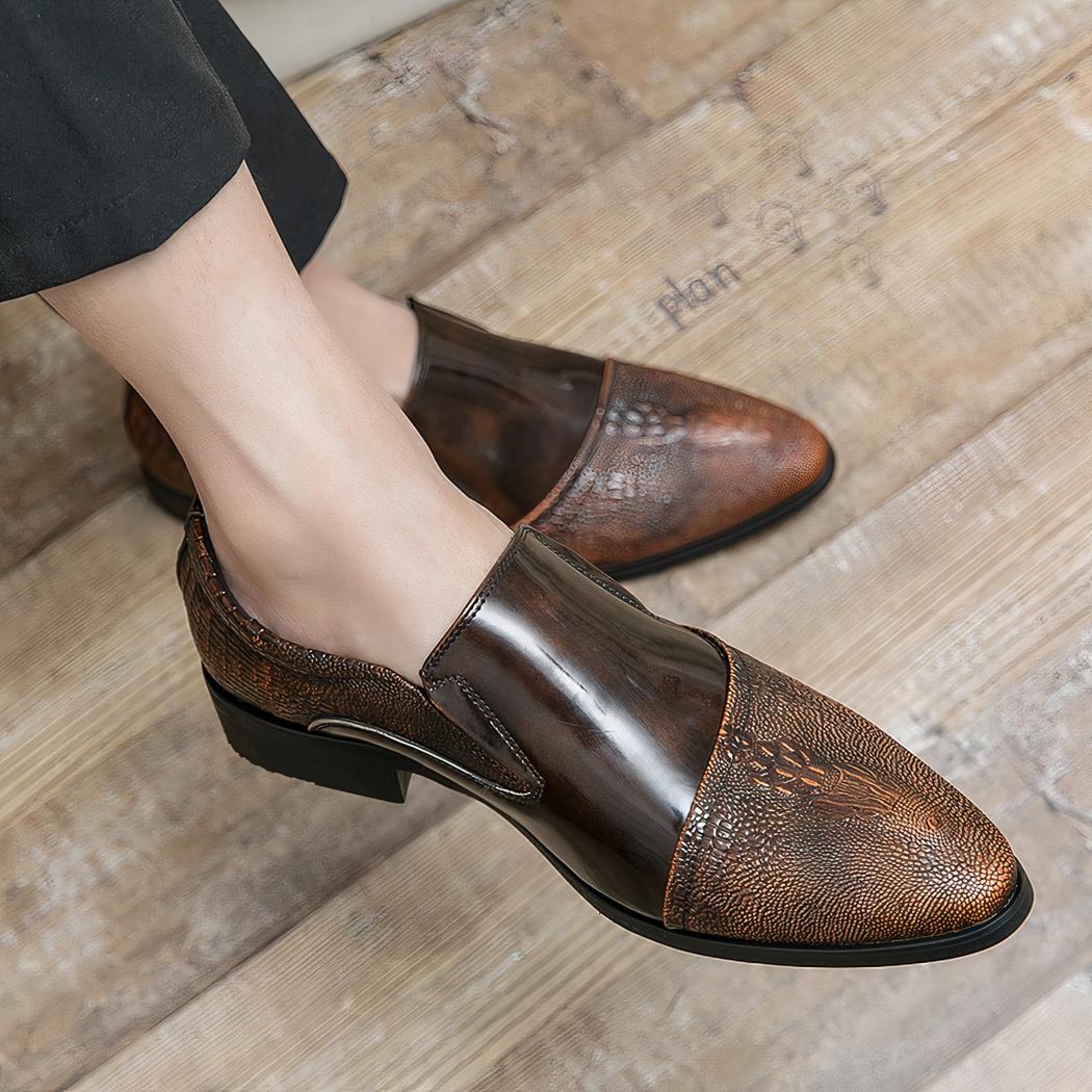 Mocassins vernis effet crocodile de luxe pour homme