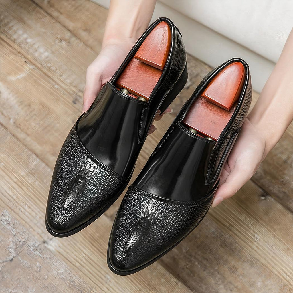Mocassins vernis effet crocodile de luxe pour homme