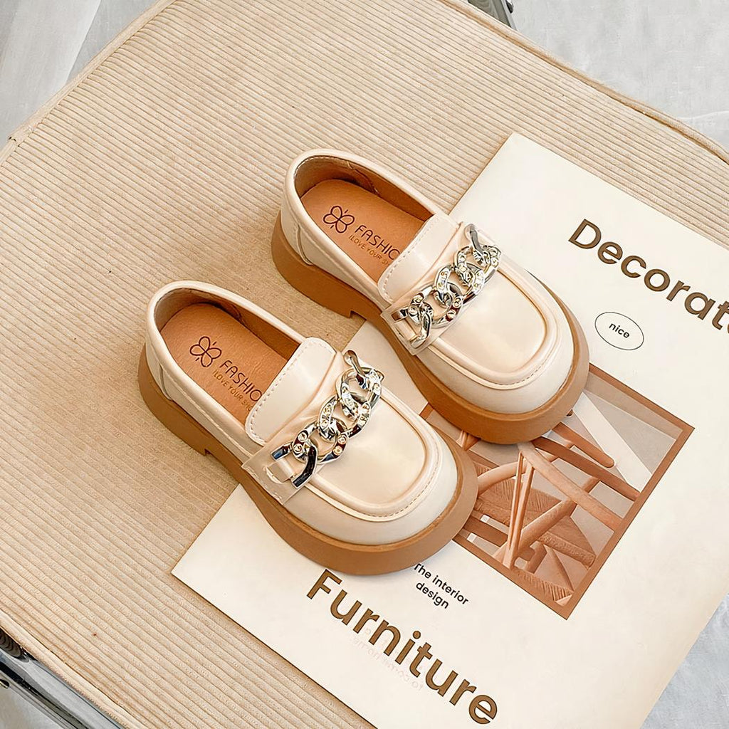 mocassin blanc en polyuréthane pour fille