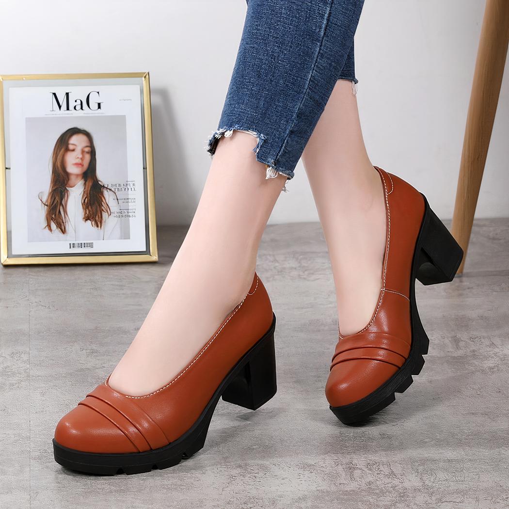 mocassin marron a talon