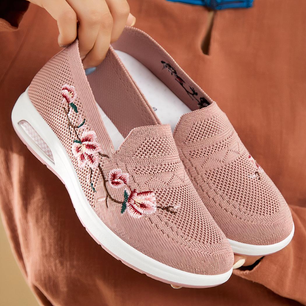 Mocassins d'été avec fleurs brodées pour femme