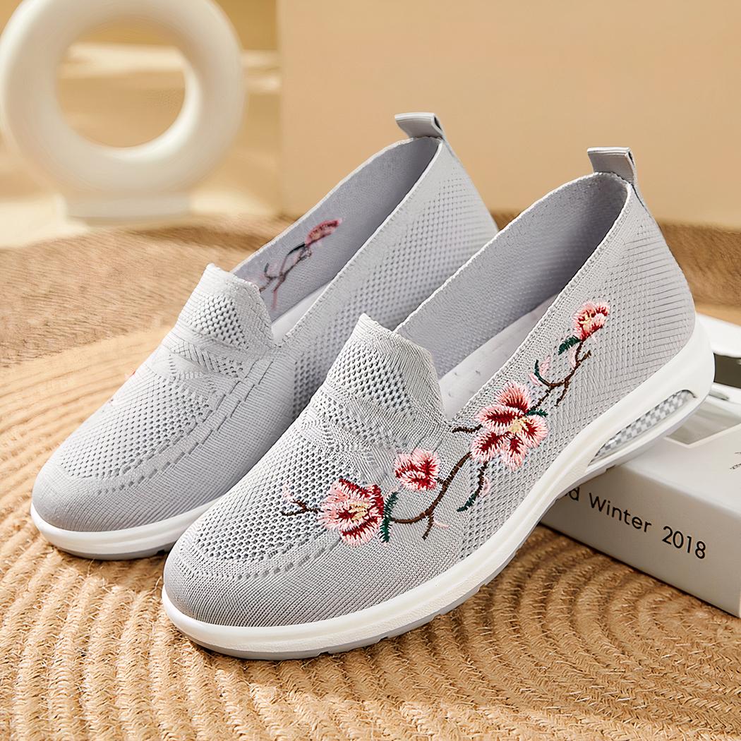 Mocassins d'été avec fleurs brodées pour femme