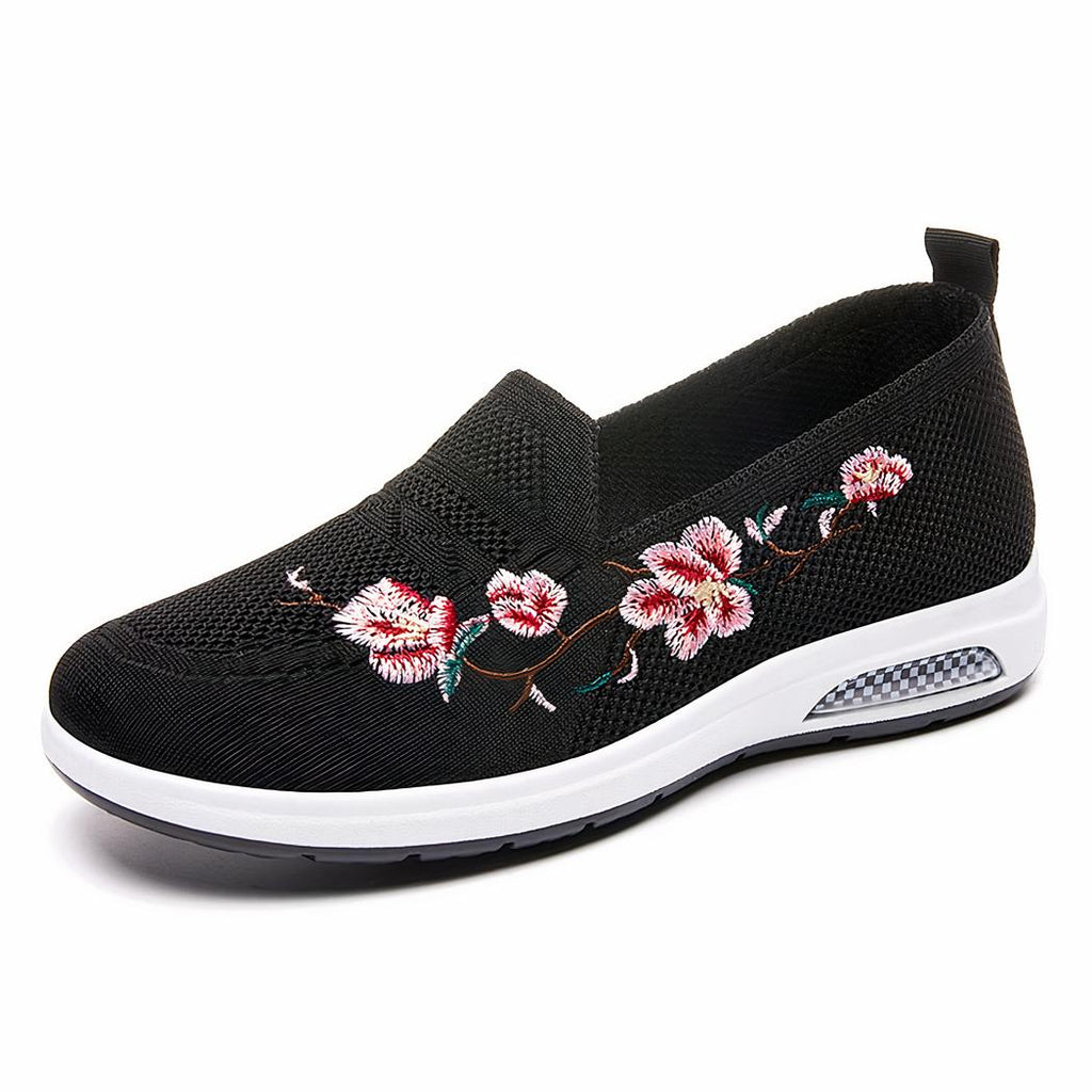 Mocassins d'été avec fleurs brodées pour femme