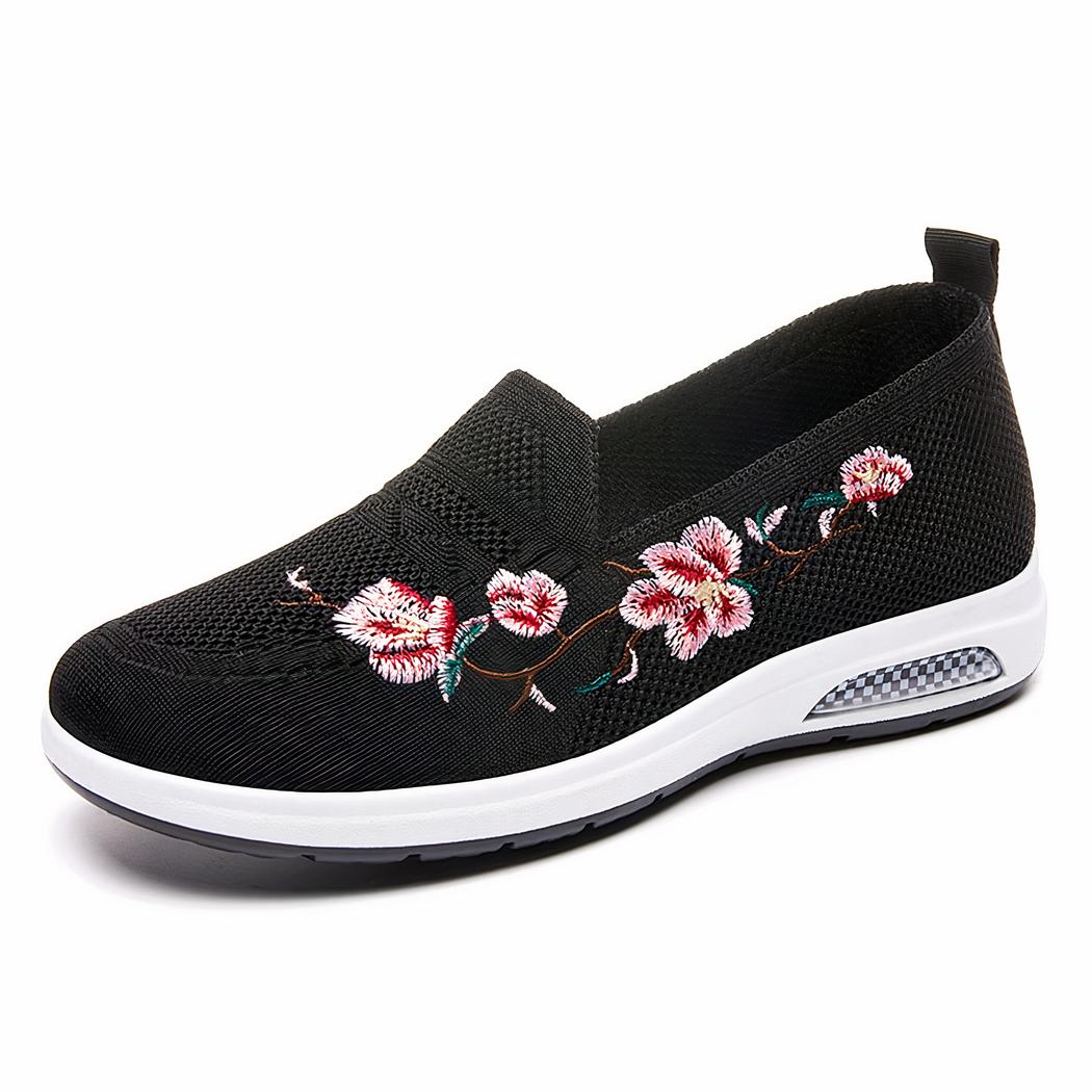 Mocassins d'été avec fleurs brodées pour femme