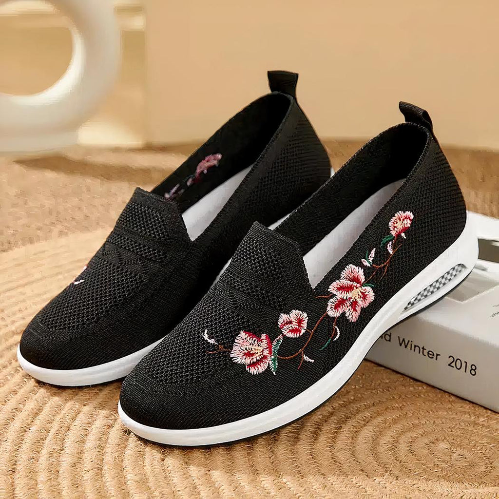 Mocassins d'été avec fleurs brodées pour femme